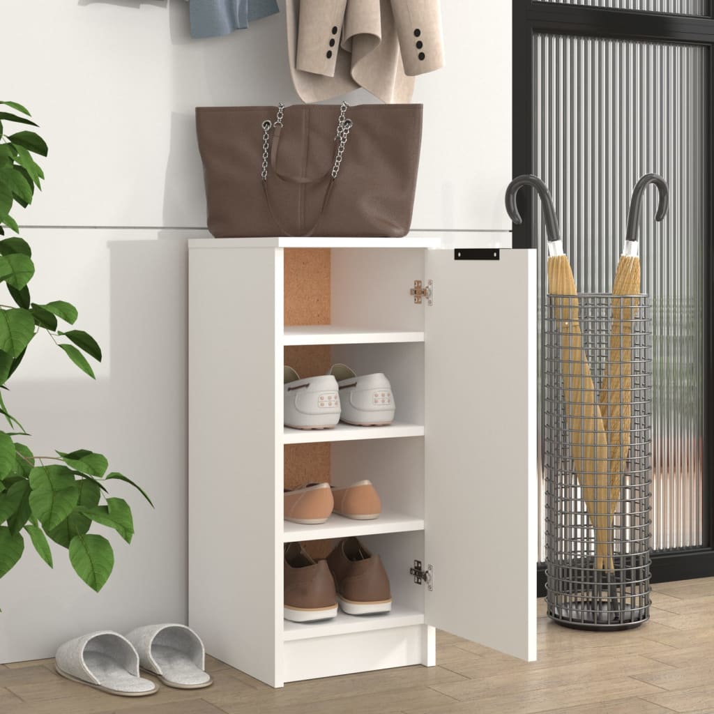 vidaXL Шкаф за обувки, бял, 30x35x70 см, инженерно дърво