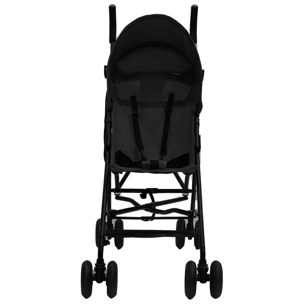 vidaXL Бебешка лятна количка, антрацит и черно, стомана