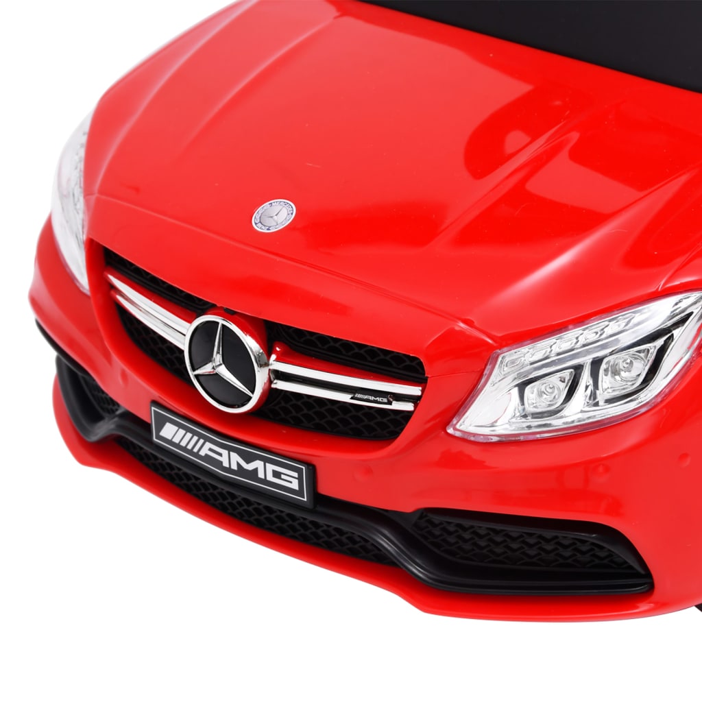 vidaXL Количка за бутане и яздене Mercedes Benz C63 червена
