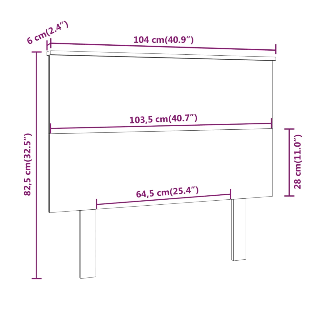 vidaXL Горна табла за легло, бяла, 104x6x82,5 см, бор масив