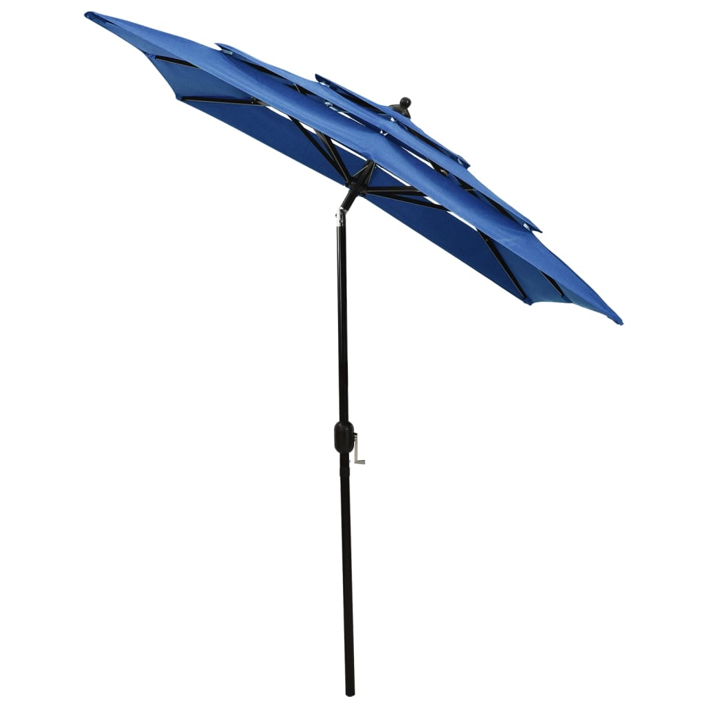 vidaXL Градински чадър на 3 нива с алуминиев прът, лазурносин, 2x2 м