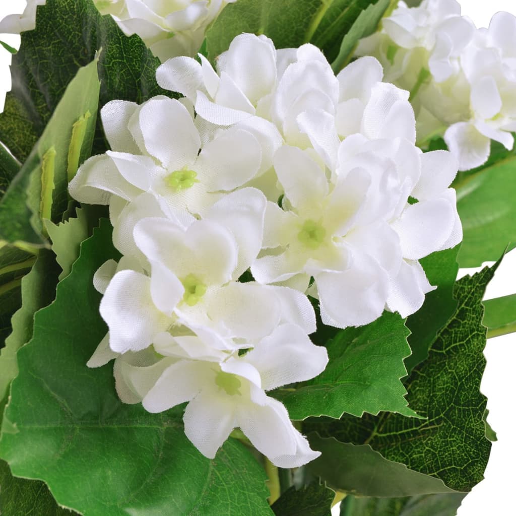 vidaXL Изкуствено растение хортензия със саксия, 60 см, бяла
