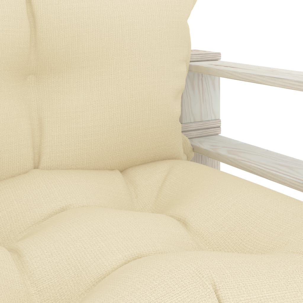 vidaXL Градински палетен диван с кремави възглавници, дърво