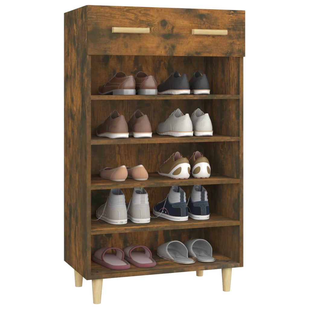 vidaXL Шкаф за обувки, опушен дъб, 60x35x105 см, инженерно дърво