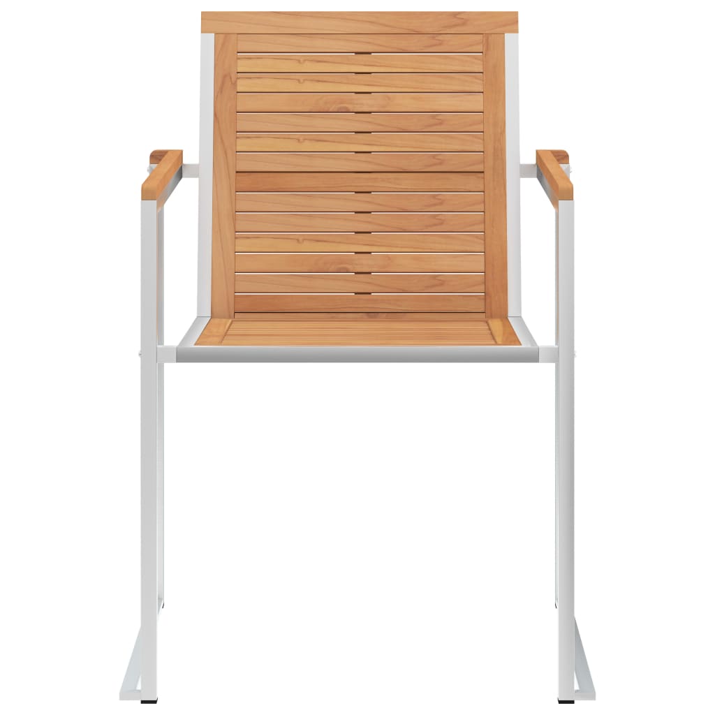 vidaXL Градински столове с възглавници, 2 бр, тик масив и стомана