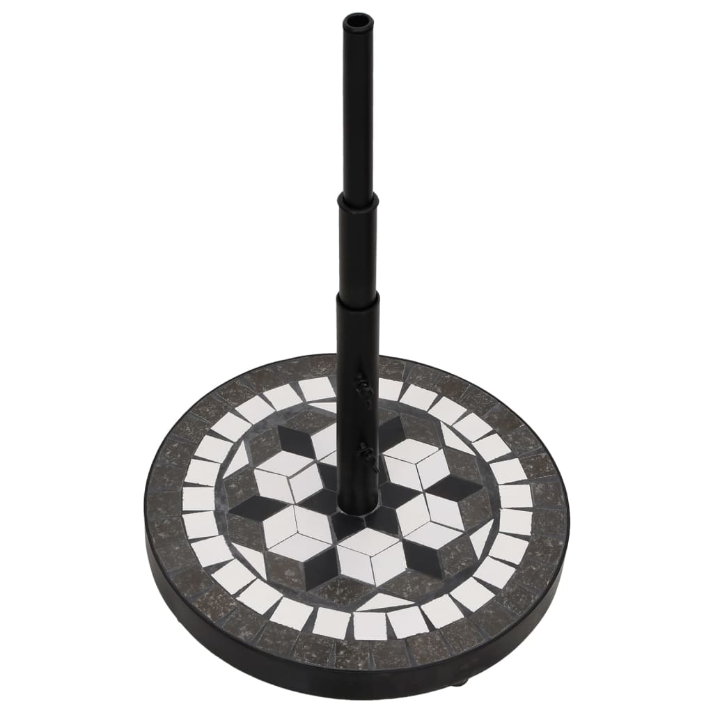vidaXL Основа за чадър, черно и бяло, кръгла, 12 кг