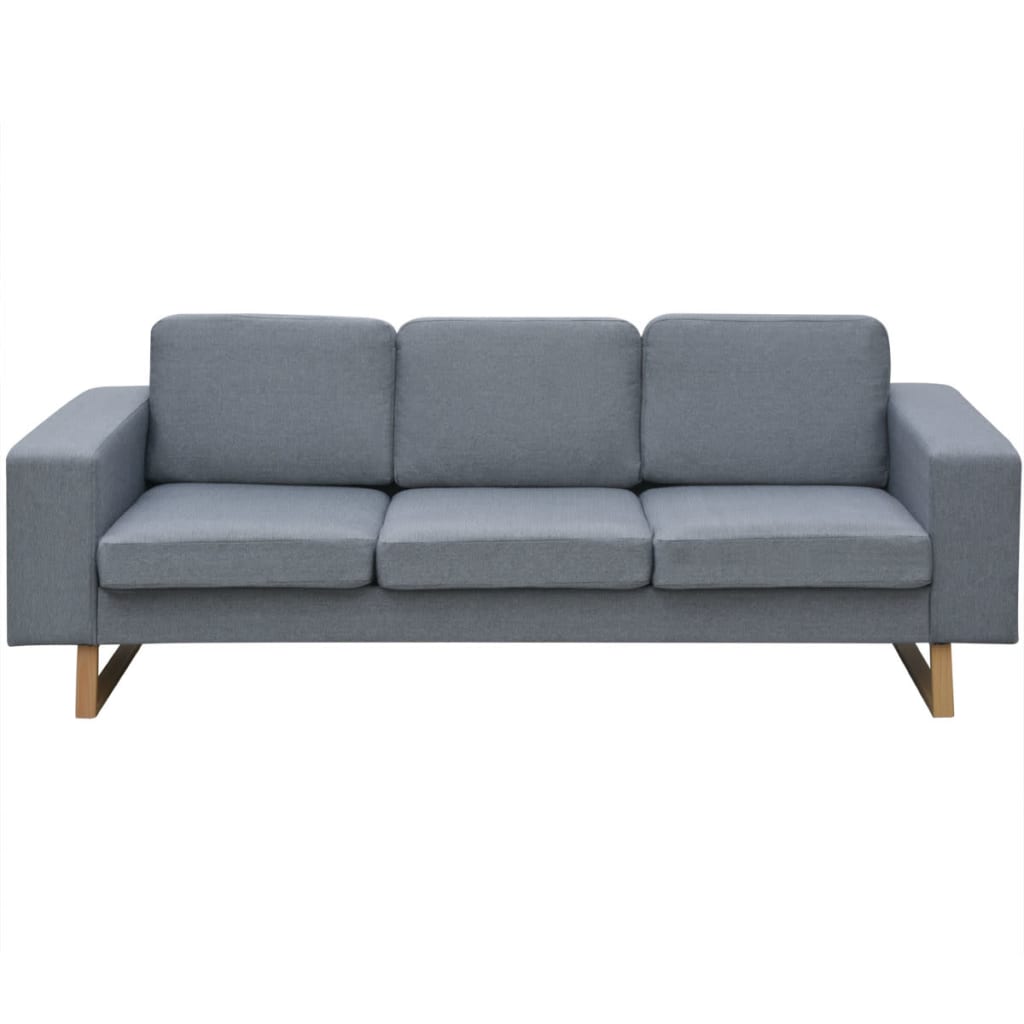 vidaXL 3-местен диван, текстил, светлосив