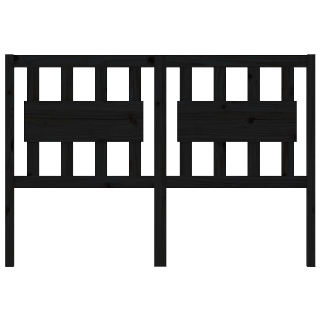 vidaXL Горна табла за легло, черна, 125,5x4x100 см, бор масив