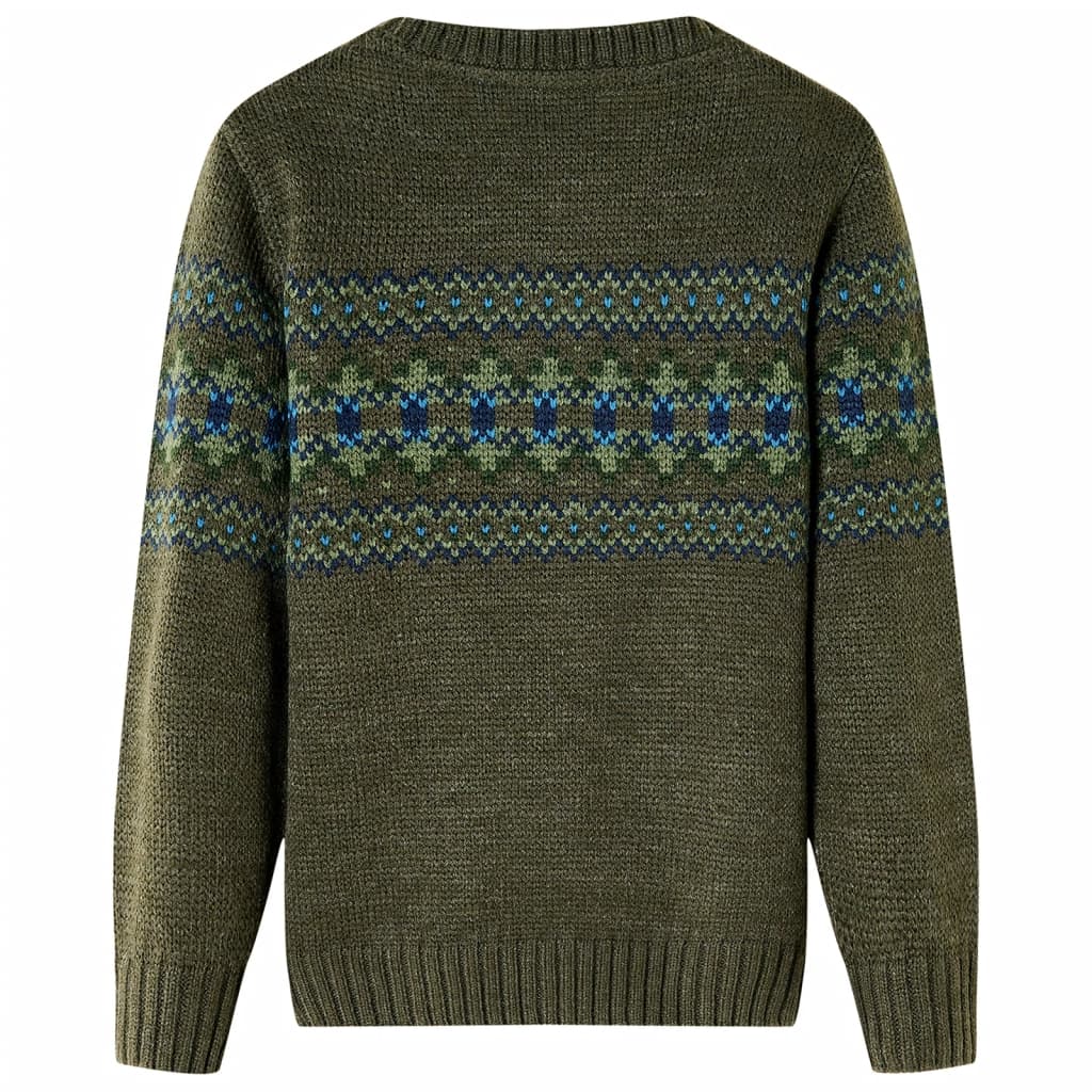 Детски плетен пуловер, каки, 92