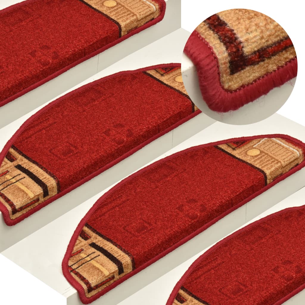 vidaXL Самозалепващи стелки за стъпала, 15 бр, червени, 65x21x4 см