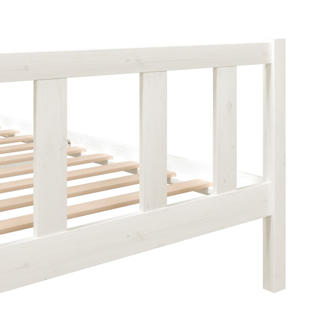 vidaXL Рамка за легло, бяла, масивно дърво, 120x200 см