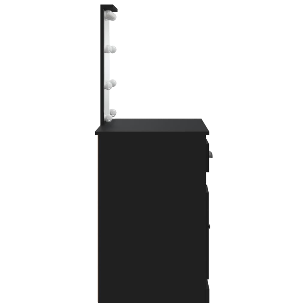 vidaXL Тоалетка с LED лампи, черна, 90x42x132,5 см