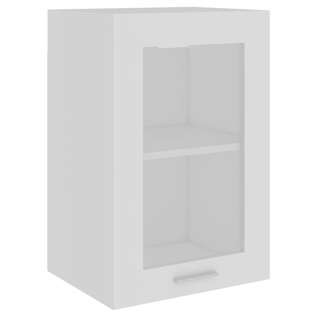 vidaXL Висящ стъклен шкаф, бял, 40x31x60 см, ПДЧ