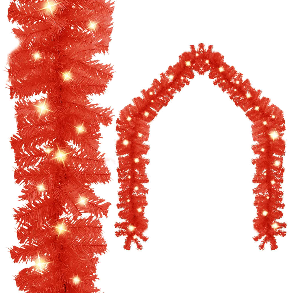 vidaXL Коледен гирлянд с LED лампички, 10 м, червен