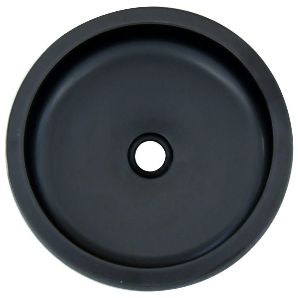 vidaXL Мивка за плот, черно и синьо, кръгла, Φ41x14 см, керамика