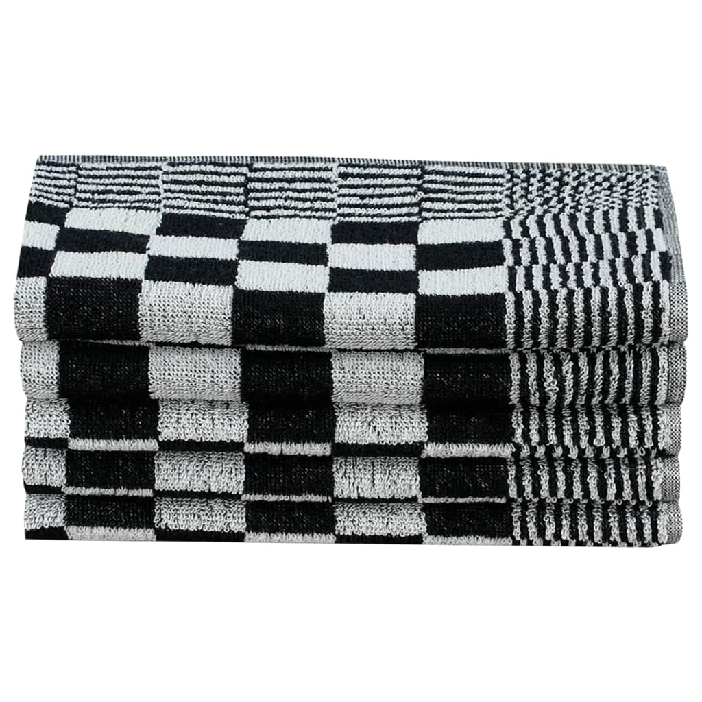 vidaXL Комплект кърпи от 20 части, черен и бял, памук