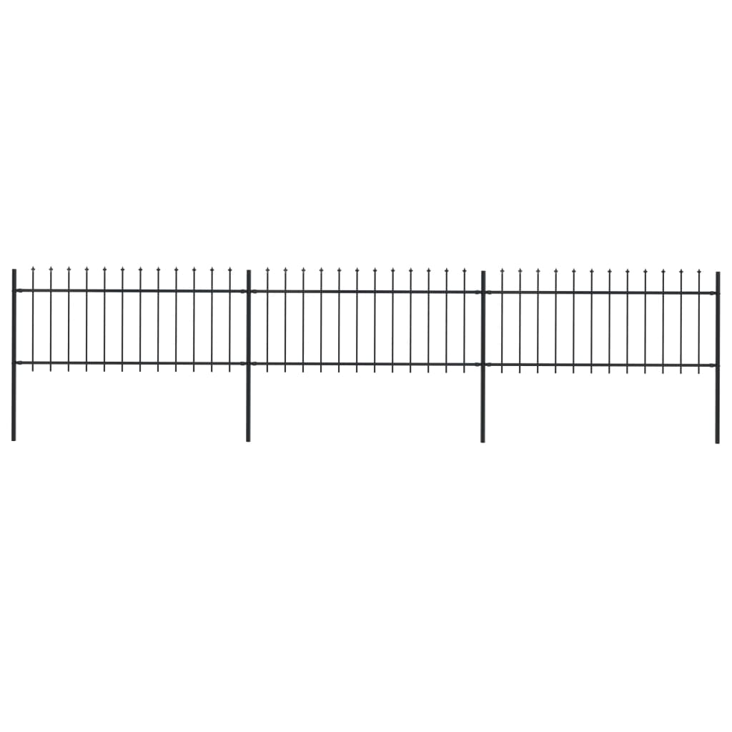 vidaXL Градинска ограда с пики, стомана, 5,1x0,8 м, черна