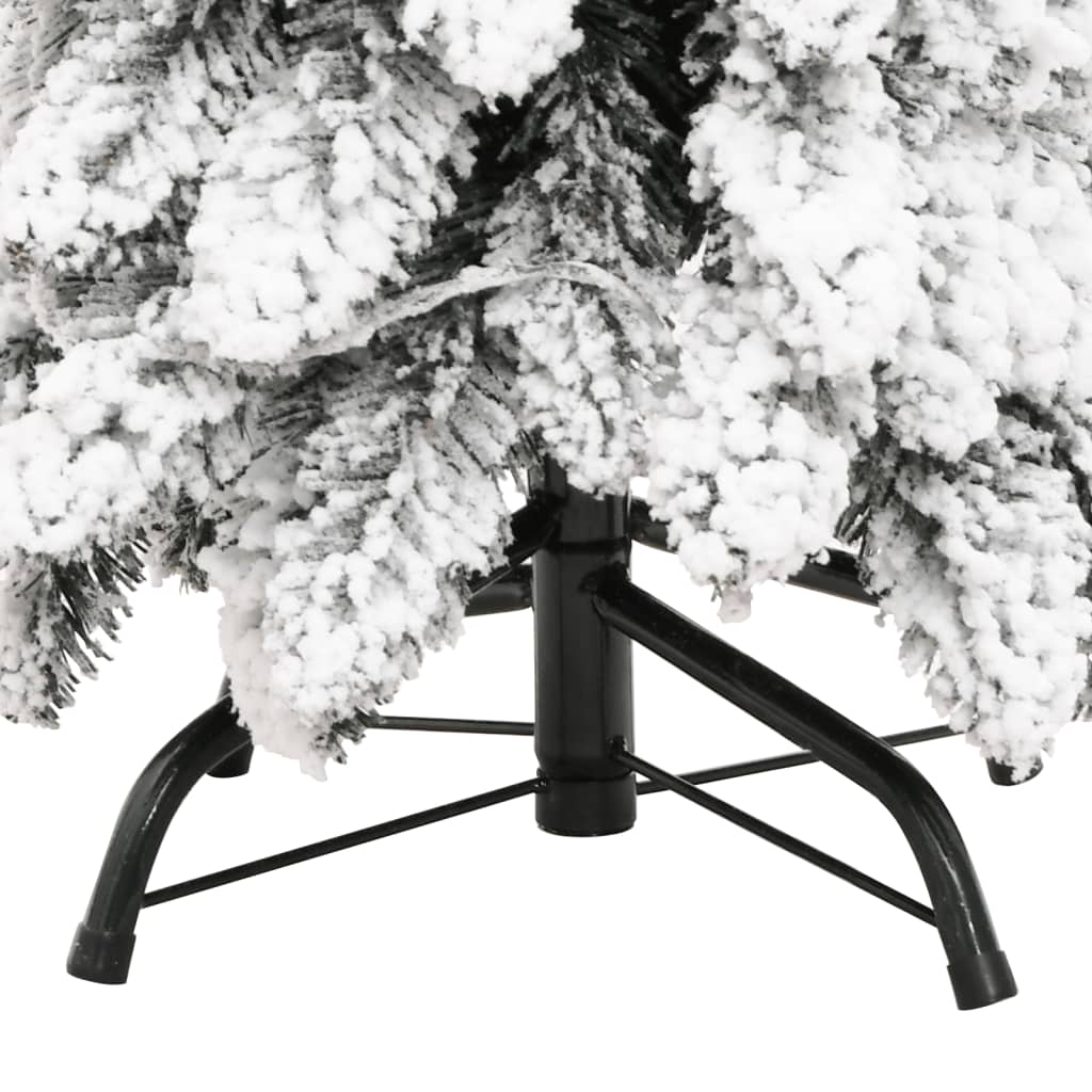 vidaXL Изкуствена осветена коледна елха 100 LED и флокиран сняг 180 см