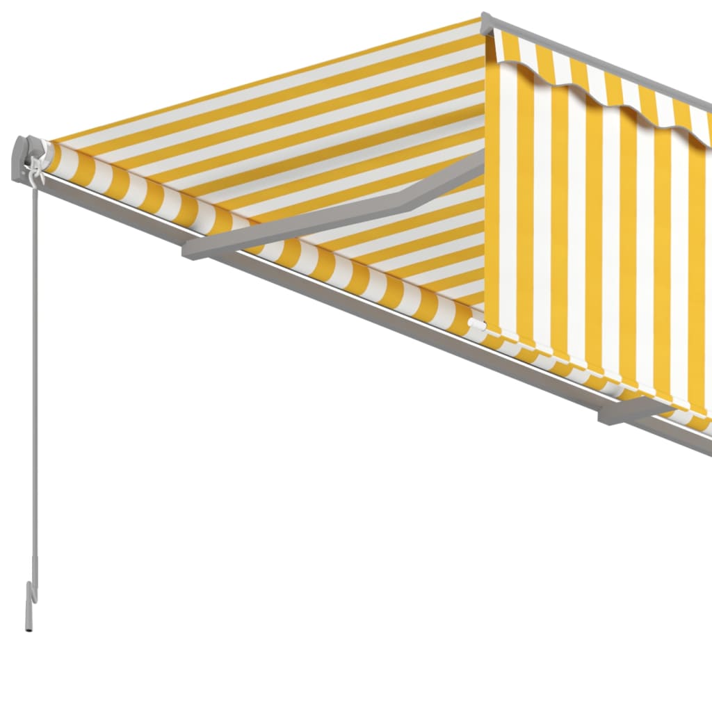 vidaXL Ръчно прибиращ се сенник с щора, 6x3 м, жълто и бяло