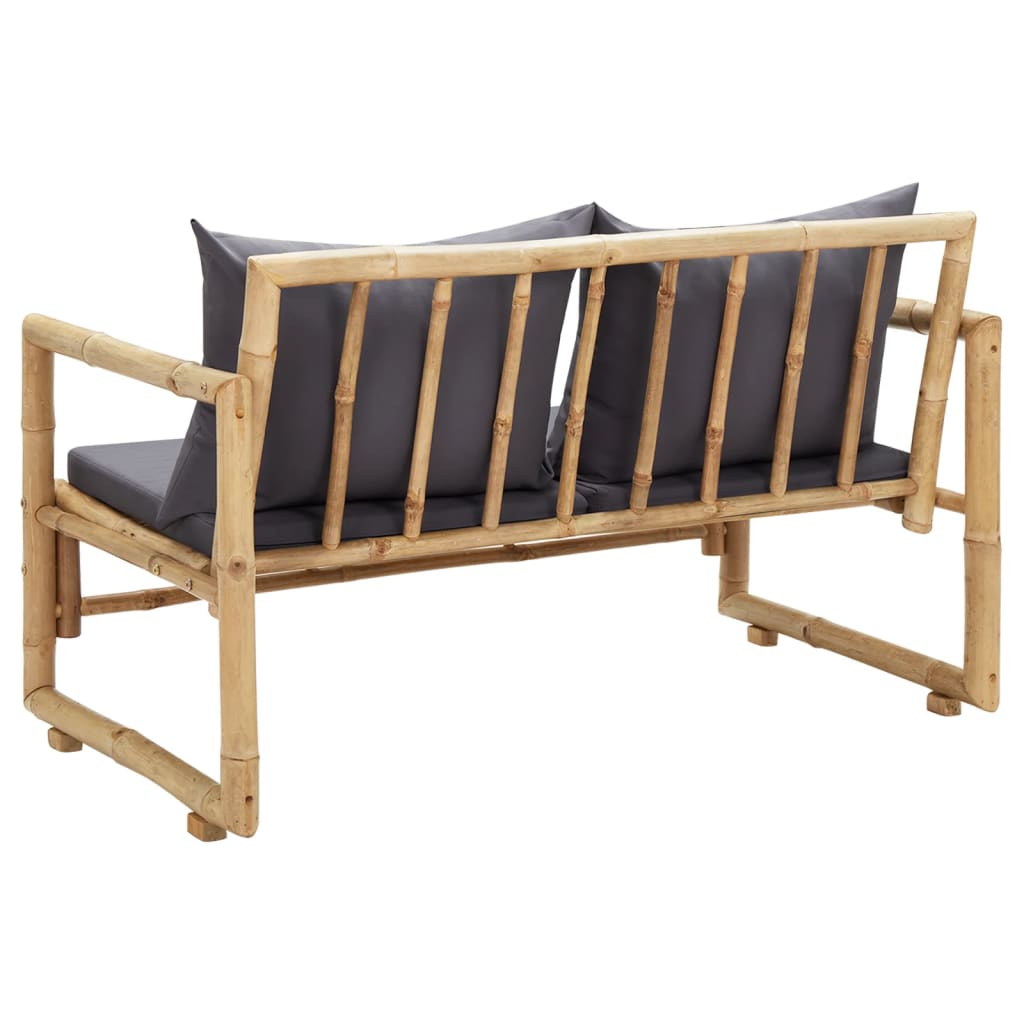vidaXL Градинска пейка с възглавници, 115 см, бамбук