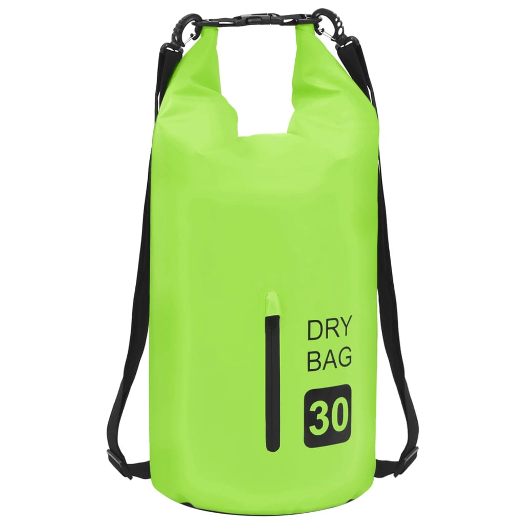 vidaXL Суха торба с цип, зелена, 30 л, PVC