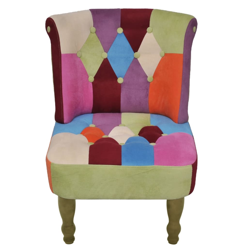 vidaXL Френски стол с пачуърк дизайн, текстил