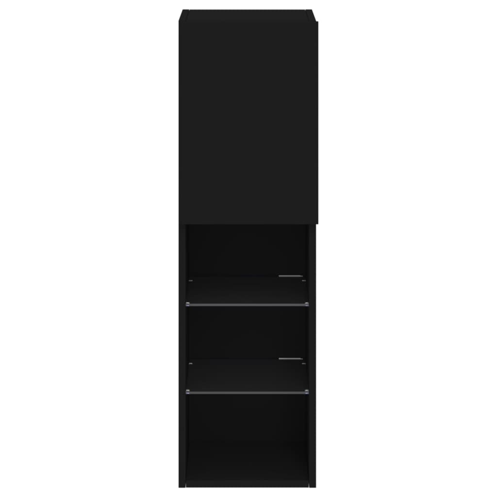 vidaXL ТВ шкафове с LED осветление 2 бр черни 30,5x30x102 см