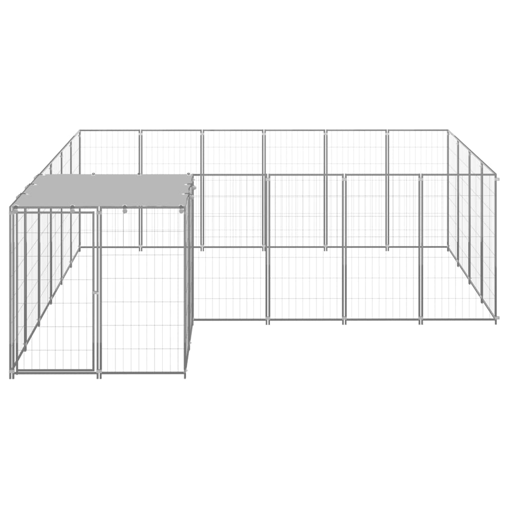 vidaXL Клетка за кучета, сребриста, 8,74 м², стомана