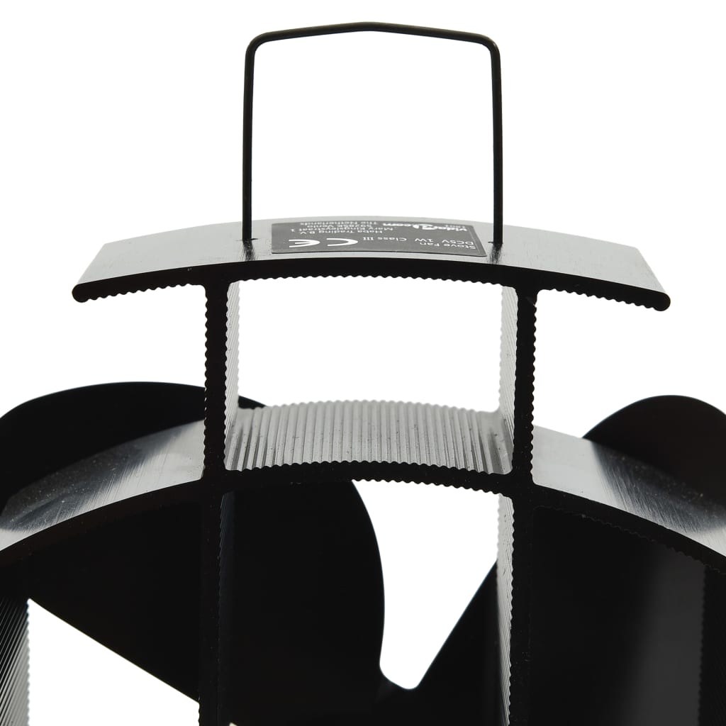 vidaXL Вентилатор за печка за топъл въздух, 4 перки, черен
