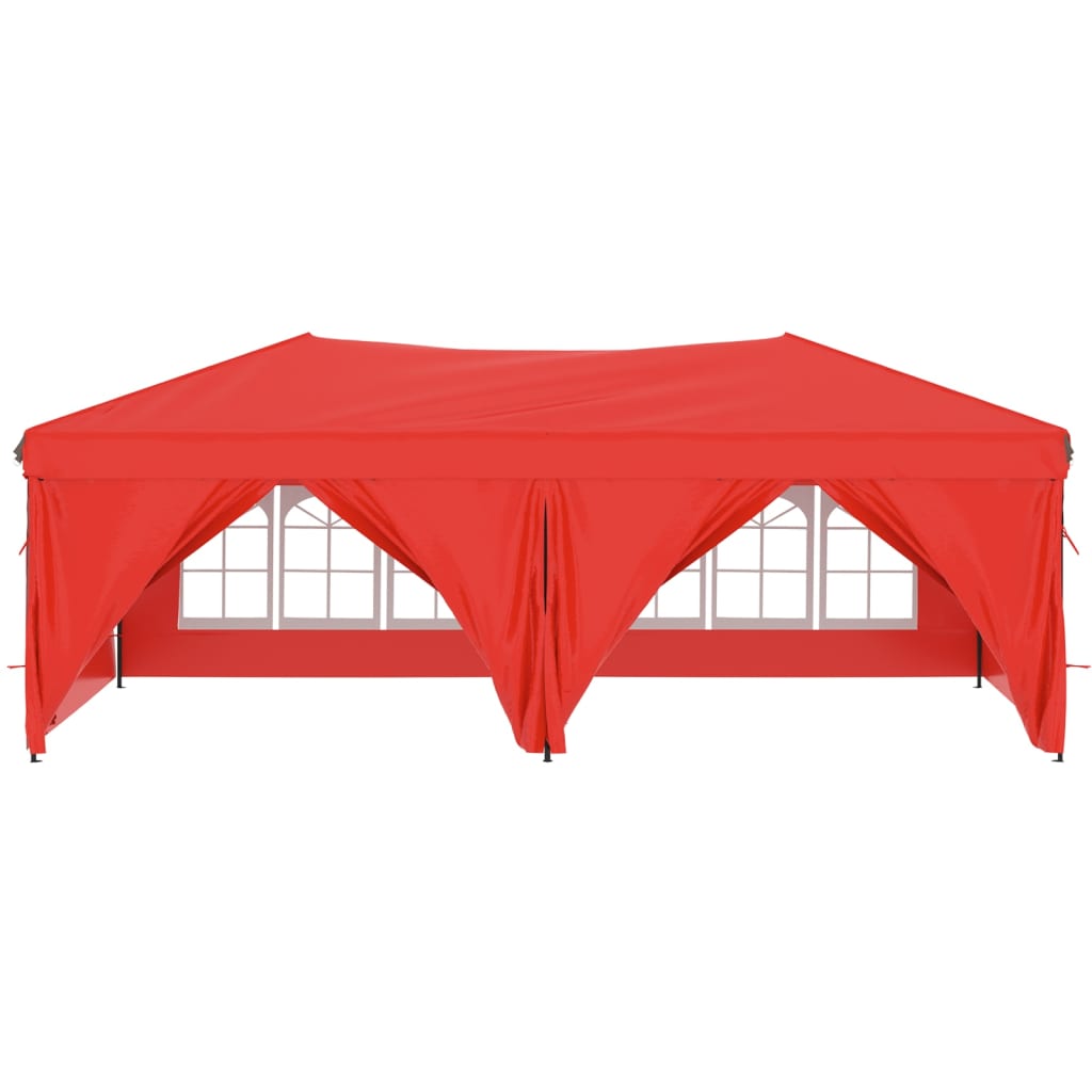 vidaXL Сгъваема парти шатра със странични стени, червена, 3x6 м