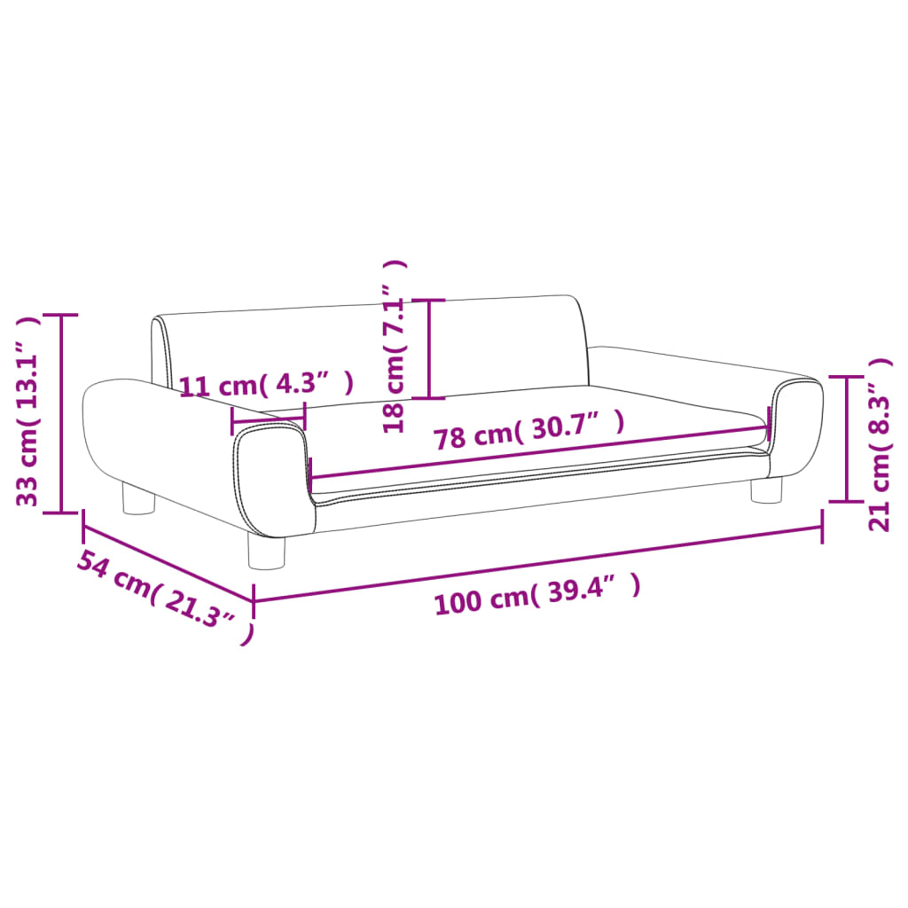 vidaXL Детски диван, кафяво, 100x54x33 см, кадифе