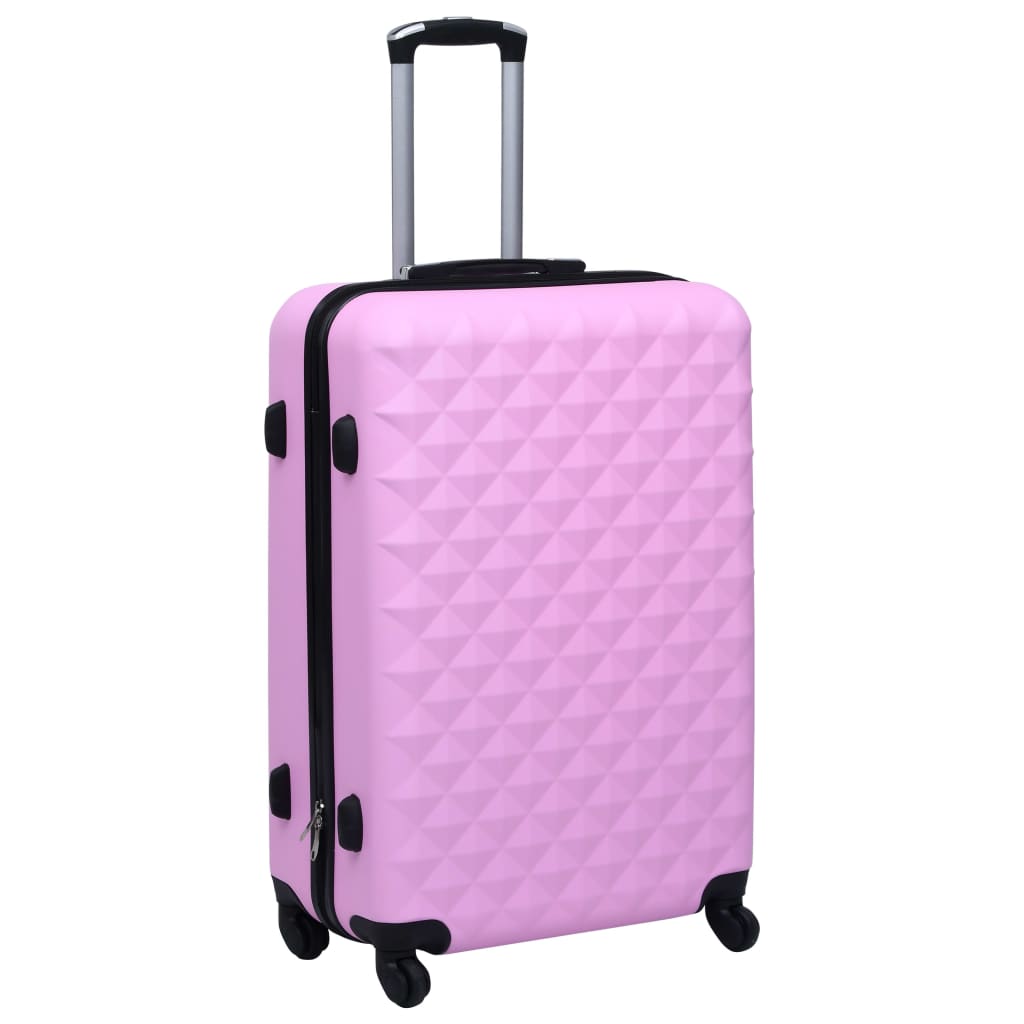 vidaXL Комплект твърди куфари с колелца, 3 бр, розов, ABS