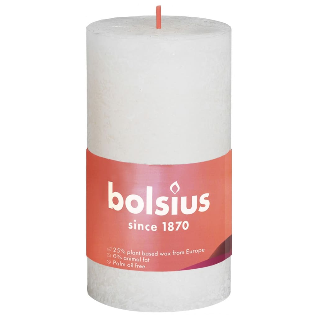Bolsius Рустик колонни свещи Shine, 8 бр, 100x50 мм, мека перла