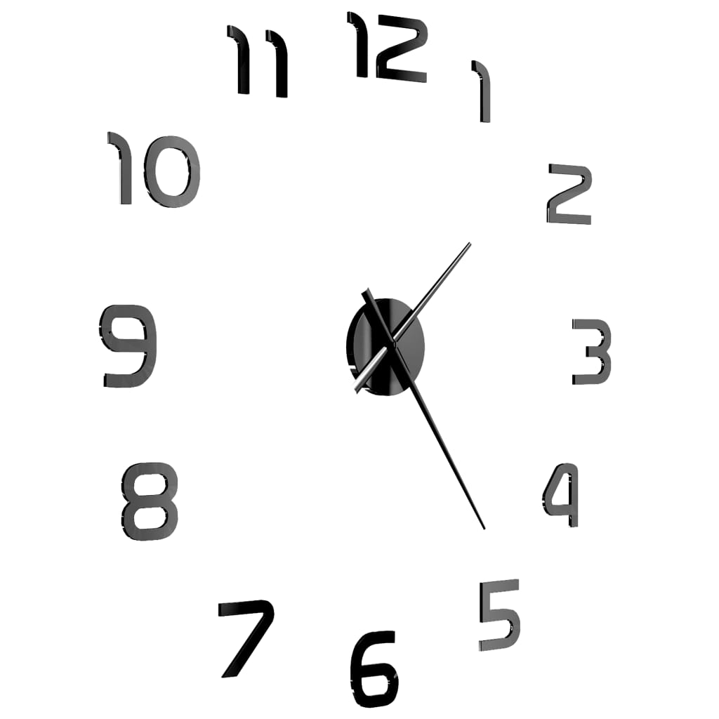 vidaXL 3D стенен часовник, модерен дизайн, 100 см, XXL, черен