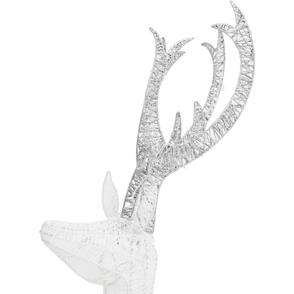 vidaXL Семейство северни елени коледна украса бяло и сребристо 201 LED
