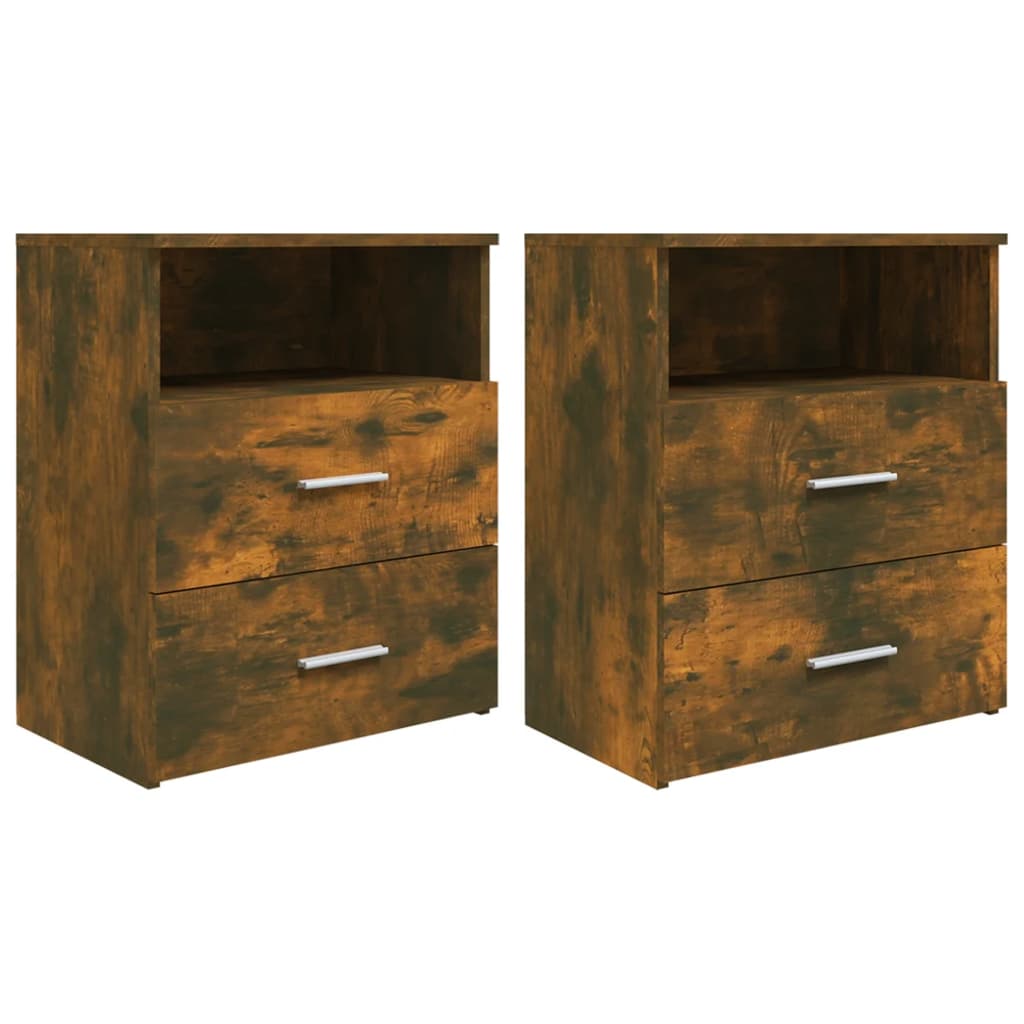 vidaXL Нощни шкафчета, 2 бр, опушен дъб, 50x32x60 см