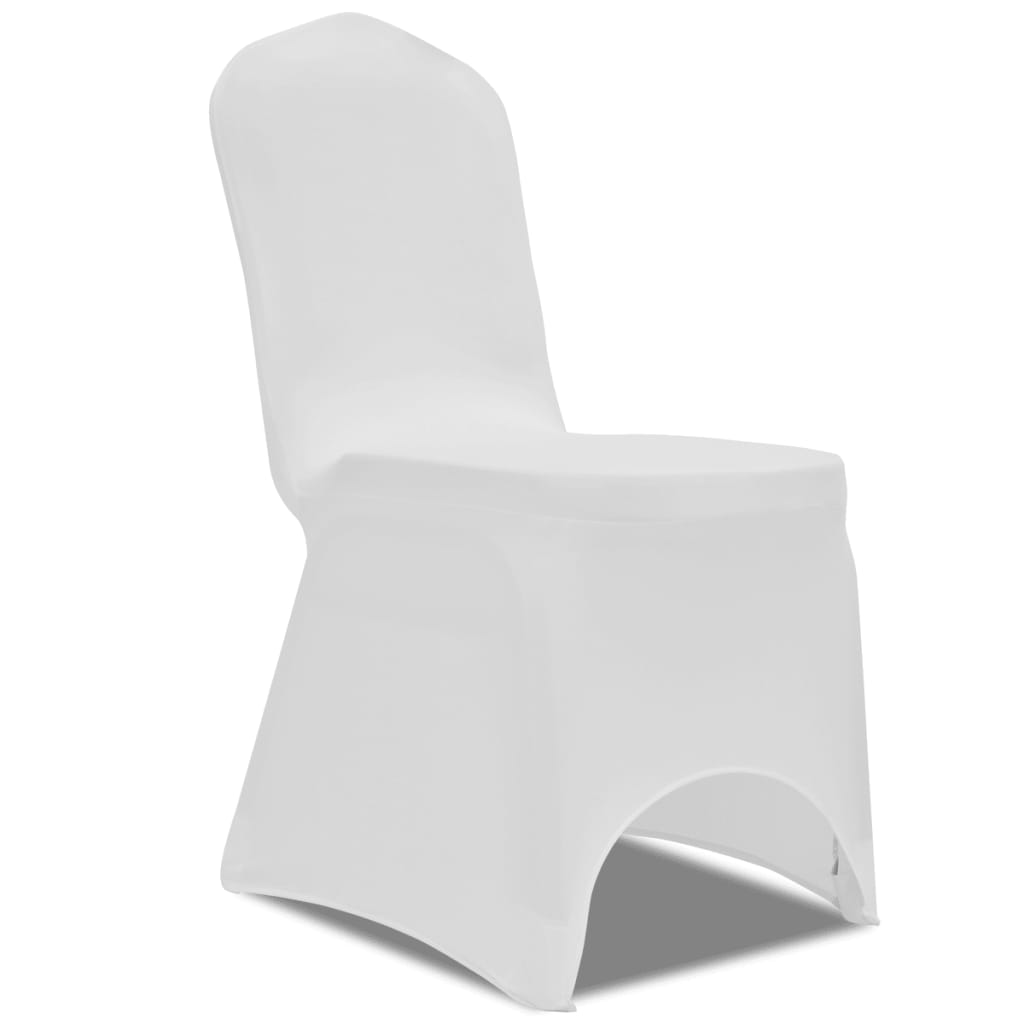 Еластични калъфи за столове, бели – 6 броя