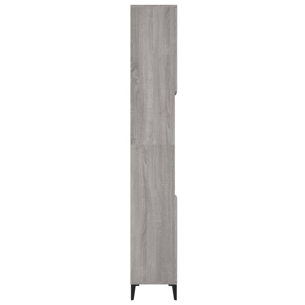 vidaXL Шкаф за баня, сив сонома, 30x30x190 см, инженерно дърво