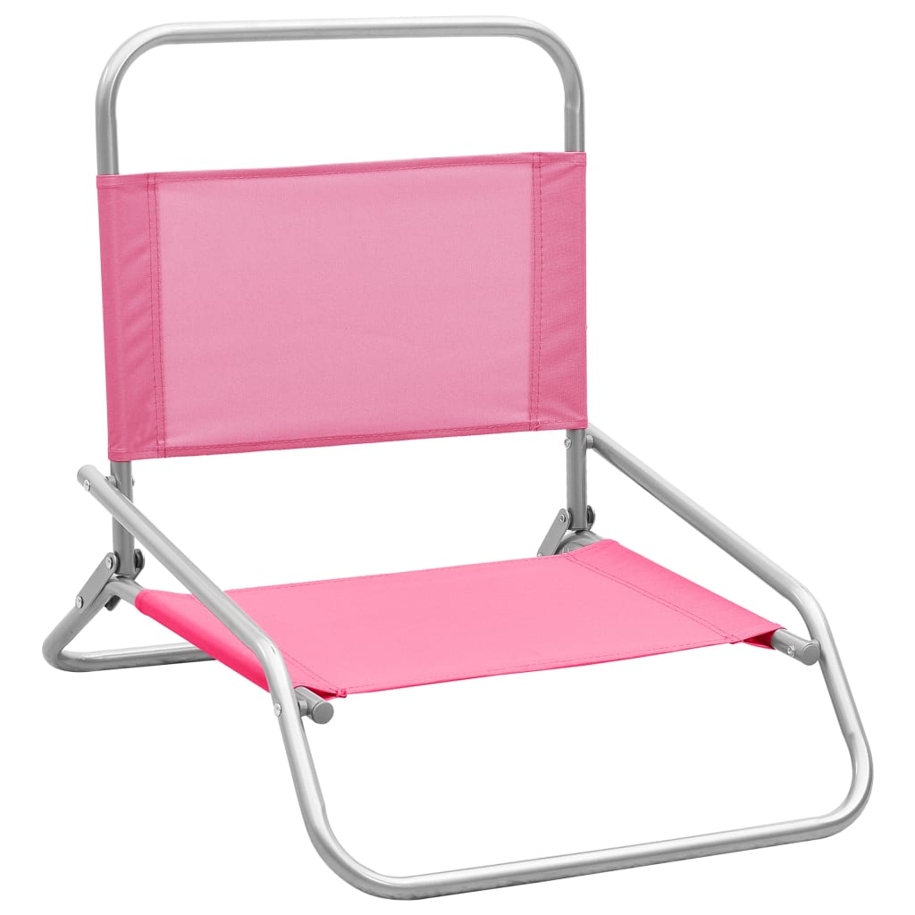 vidaXL Сгъваеми плажни столове, 2 бр, розови, текстил