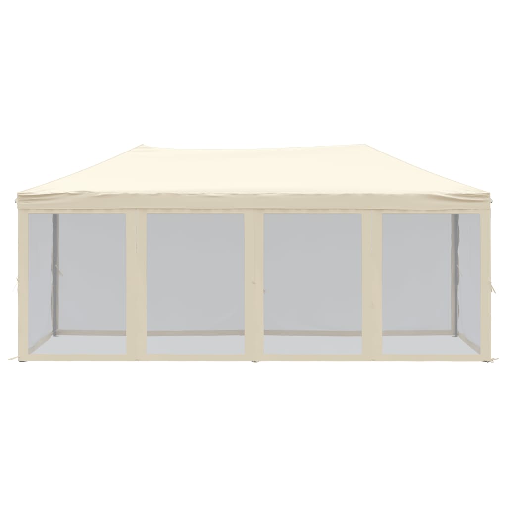 vidaXL Сгъваема парти палатка със странични стени, кремава, 3x6 м