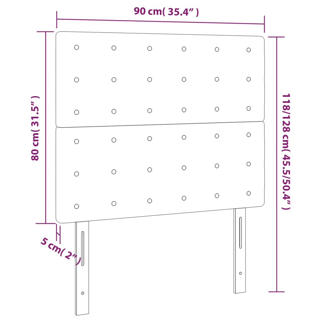 vidaXL Горни табли за легло, 2 бр, кремави, 90x5x78/88 см, плат