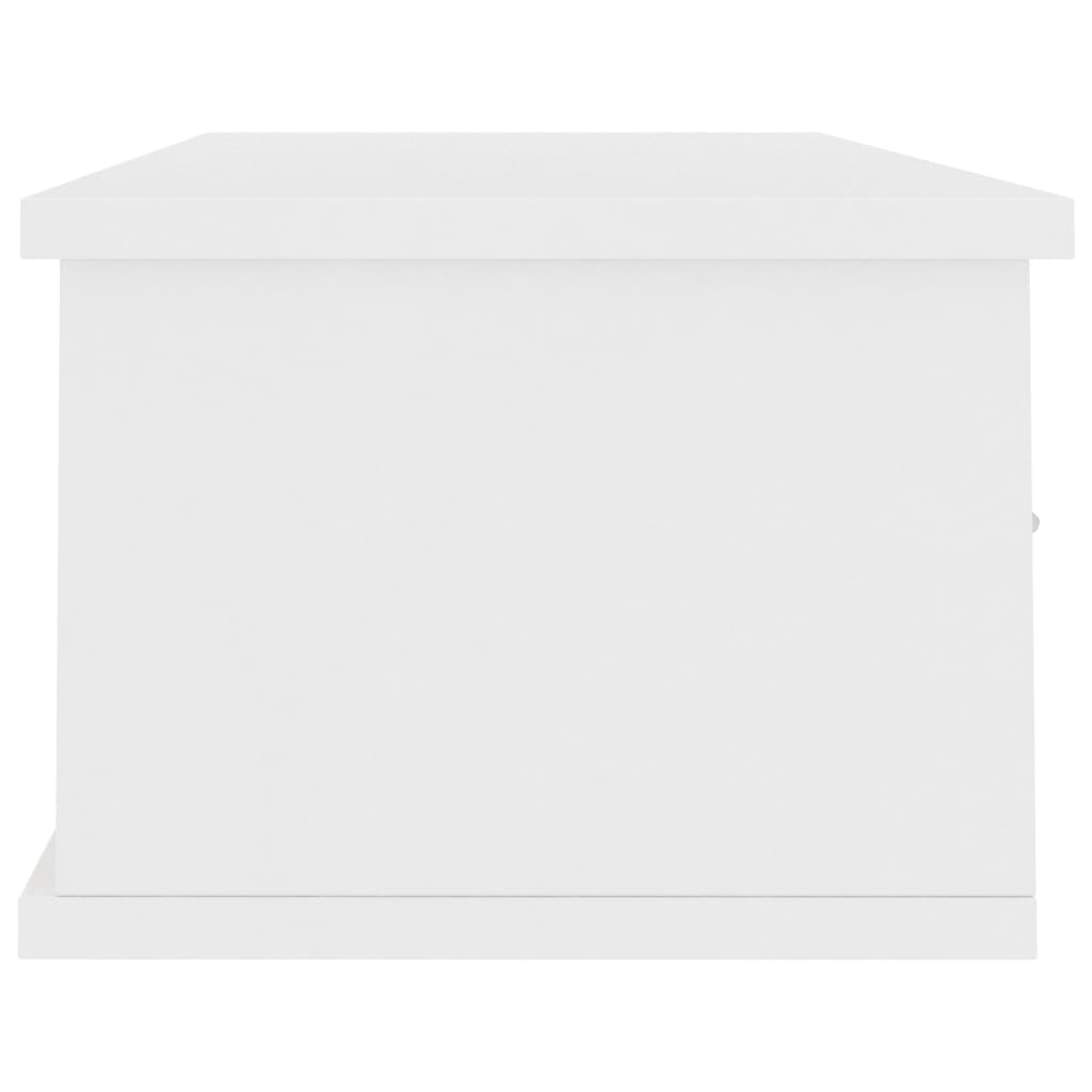 vidaXL Стенен рафт с чекмеджета, бял, 88x26x18,5 см, ПДЧ