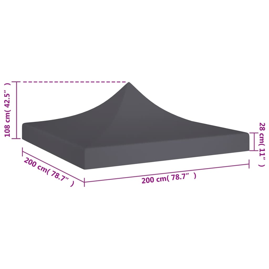 vidaXL Покривало за парти шатра, 2x2 м, антрацит, 270 г/м²