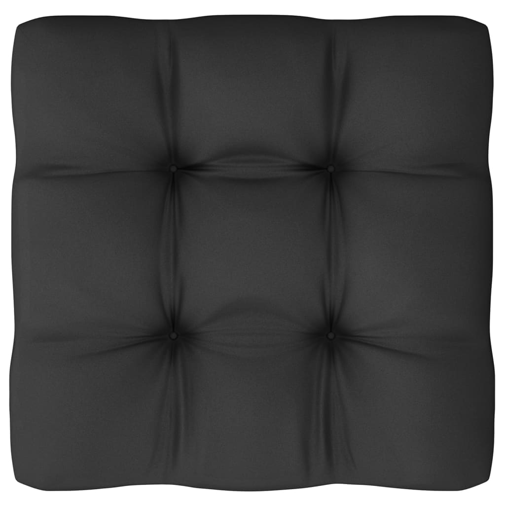 vidaXL Градински комплект от 8 части, с възглавници, черен, бор масив