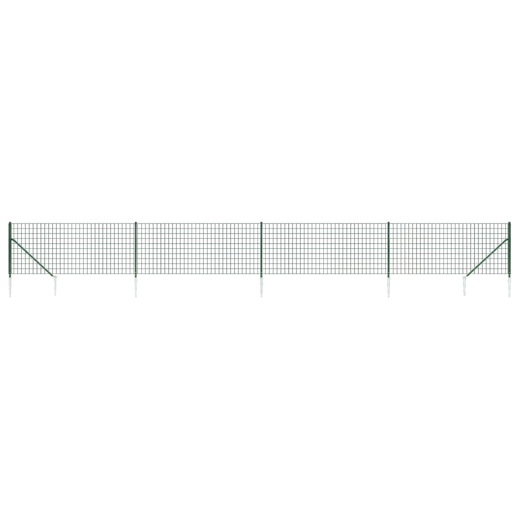 vidaXL Плетена оградна мрежа с шипове, зелена, 0,8x10 м