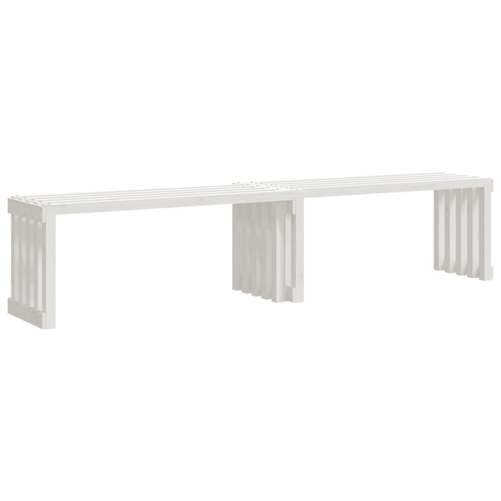 vidaXL Градинска пейка, разтегаема, бяла, 212,5x40,5x45 см, бор масив