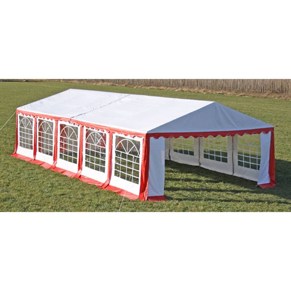 Покрив и странични панели за градинска шатра 10 х 5 м, червено и бяло