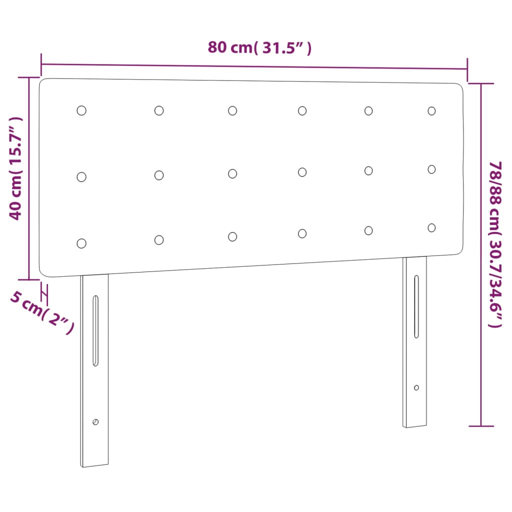 vidaXL LED Горна табла за легло, черна, 80x5x78/88 см, изкуствена кожа