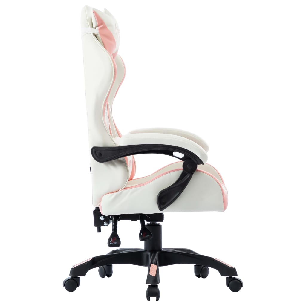 vidaXL Геймърски стол, розов, изкуствена кожа