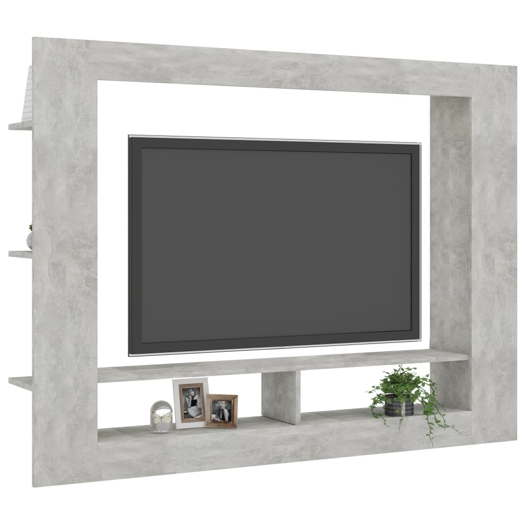 vidaXL ТВ шкаф, бетонно сив, 152x22x113 см, ПДЧ